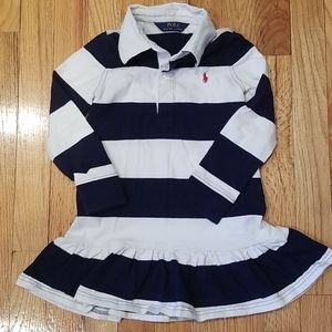 Girls Ralph Lauren Polo Blue & White Stripe Dress